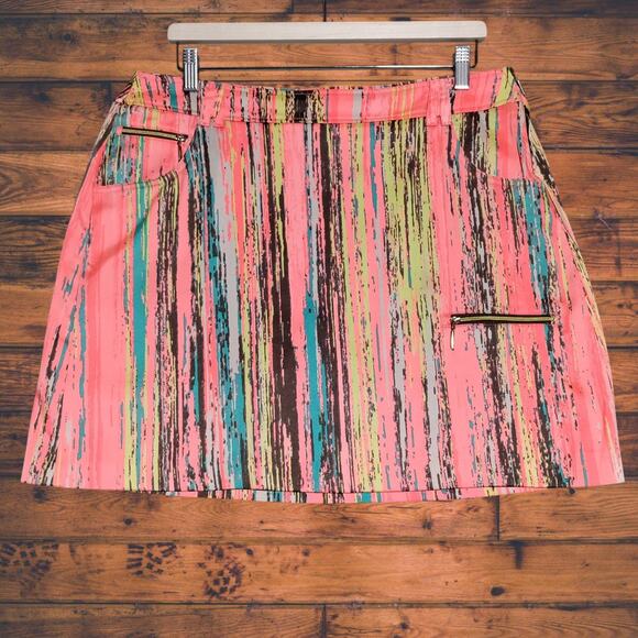 Jamie Sadock Golf Skirt Skort Womens Size 12 Striped Colorful Activewear Stretch - Picture 1 of 13